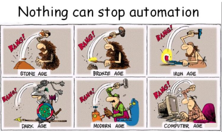 When you think you're safe from change, but "automation" comes swinging through every era. Can't hide from it! #history #tech.