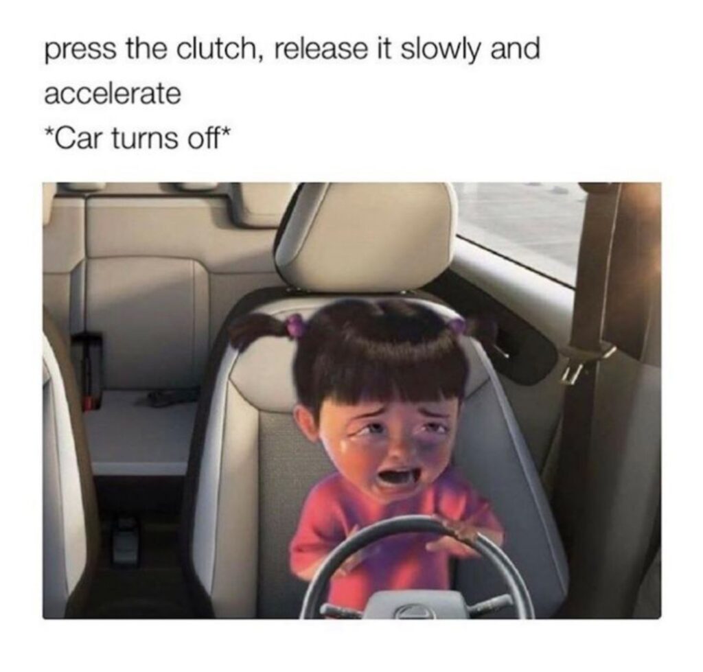Press the clutch, release it slowly and accelerate *Car turns off* Why is learning stick SO HARD? #fail #driverlife.