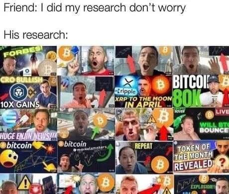 You trust your friend’s “research” and it’s just YouTube crypto gurus screaming 10X GAINS, BITCOIN 80K, TOKEN OF THE MONTH REVEALED 😂 #crypto #meme.