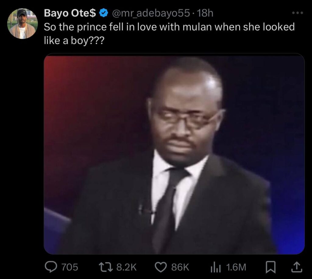 You ever realize the prince fell for Mulan when she looked like a boy??? Reality check for fairy tales 😂 #PlotTwist #DisneyLogic.