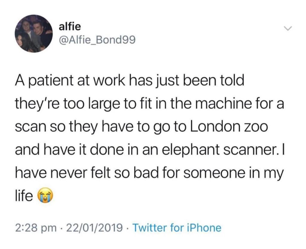 When you’re too thicc for a regular scan so they send you to the zoo for the elephant scanner 😂 #MondayProblems #Relatable.