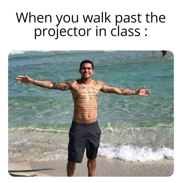 You know the feeling when you walk past the projector in class? That shadow got us all! 😂 #relatable #memes.