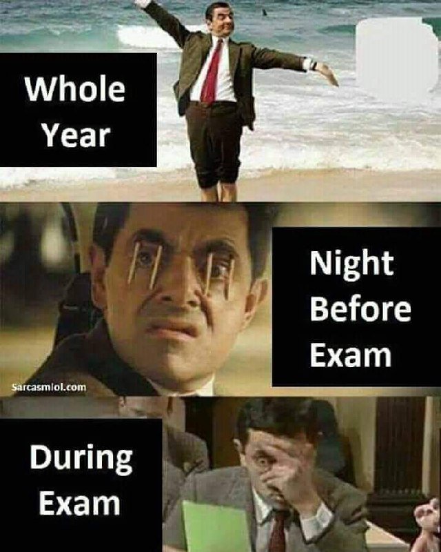 You all year: 😎 Night before exam: 😳 During exam: 😱 If you know, you know. "Whole Year" "Night Before Exam" "During Exam" #exams.