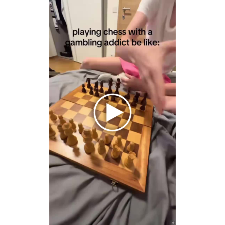 Playing chess with a gambling addict be like: You blink, it's Game 7,000 already 😂 #memes #chess #wtf.