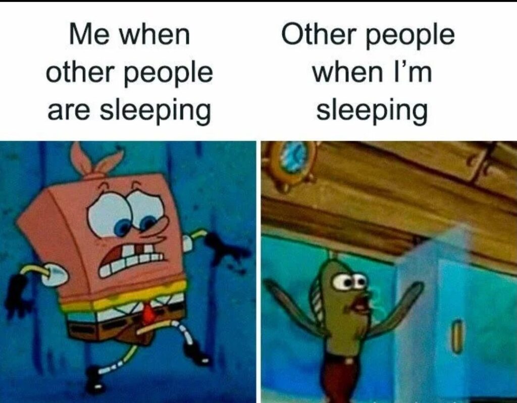 Me when other people are sleeping / Other people when I’m sleeping." Why is it always like this?! #facts #sleepproblems.