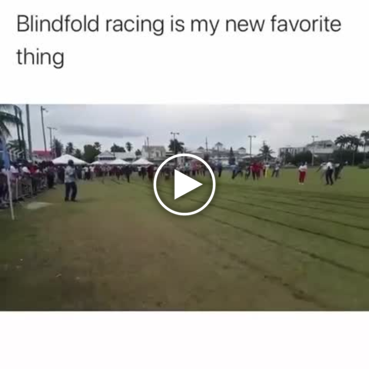 Blindfold racing is my new favorite thing." You haven't lived till you've run straight into a stranger. Try it and thank me later! #funny.