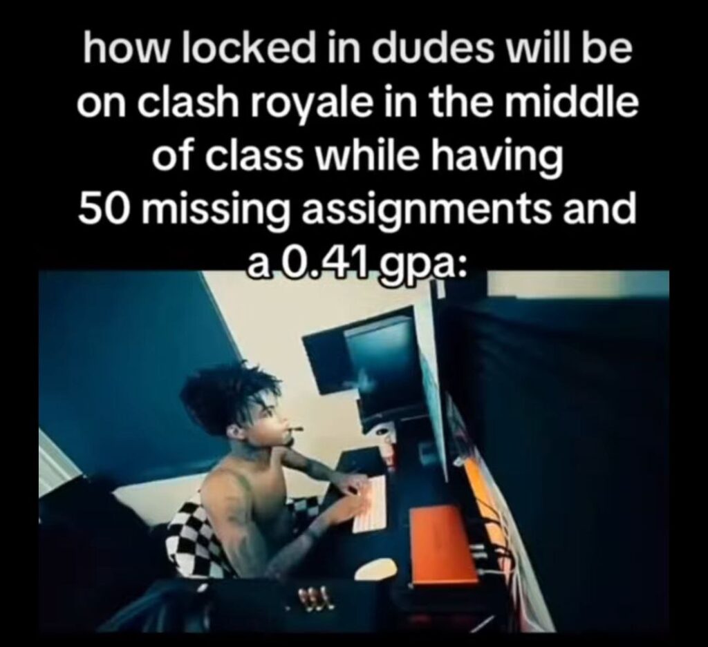 When you got a ton of missing assignments and a 1.7 GPA but Clash Royale is life even in class #relatable #gaming.