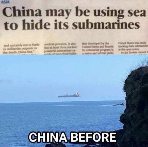When you're so good at hide and seek you use the whole ocean. "China may be using sea to hide its submarines." CHINA BEFORE #Stealth.