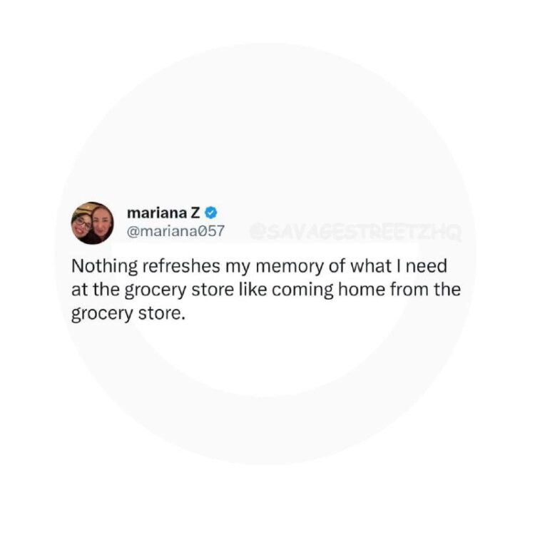 You never know what you actually need at the grocery store... until you're back home. "Nothing refreshes my memory..." #truth.