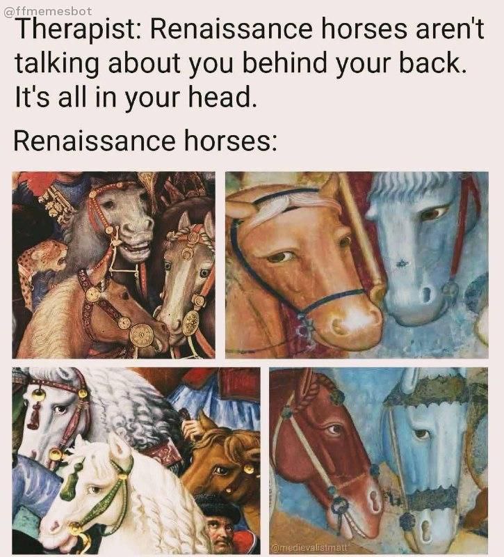 When your therapist says “Trust issues come from childhood” but you’re a Renaissance horse. 😂🧐 #therapy #meme #horses.
