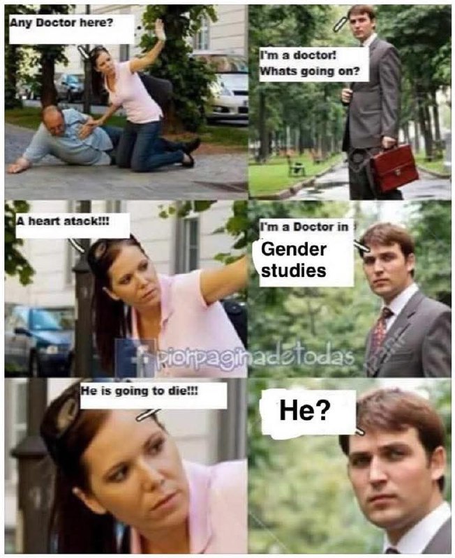 When you need a real doctor but he’s got a PhD in gender studies. "It’s a heart attack!" *confusion intensifies* #doctor #Monday.