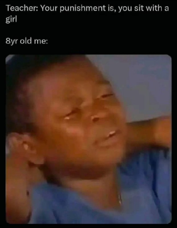Teacher: Your punishment is, you sit with a girl. 8yr old me: *internally panics* 😂 #schooldays #awkward #throwback.