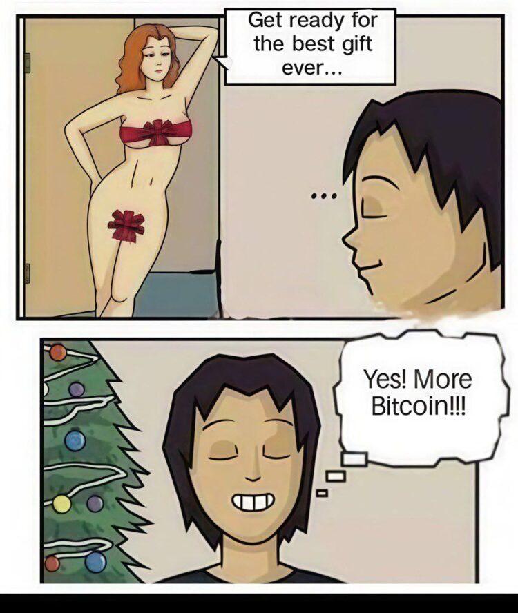 You think she’s the present 🎁 but all he wants is crypto under the tree. "Yes! More Bitcoin!!!" #Christmas #Bitcoin #goals.