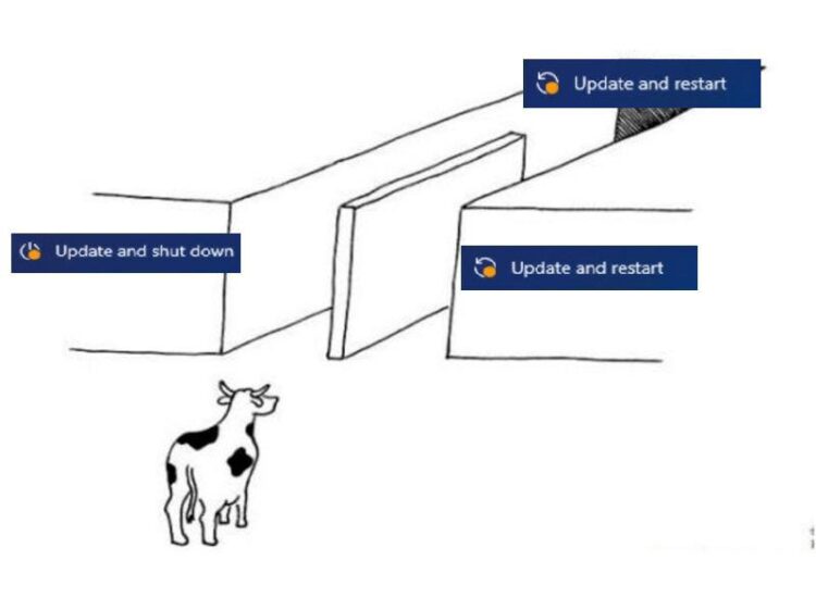 When you’re just trying to escape work but Windows hits you with “Update and restart” or “Update and shut down.” #Windows #meme.