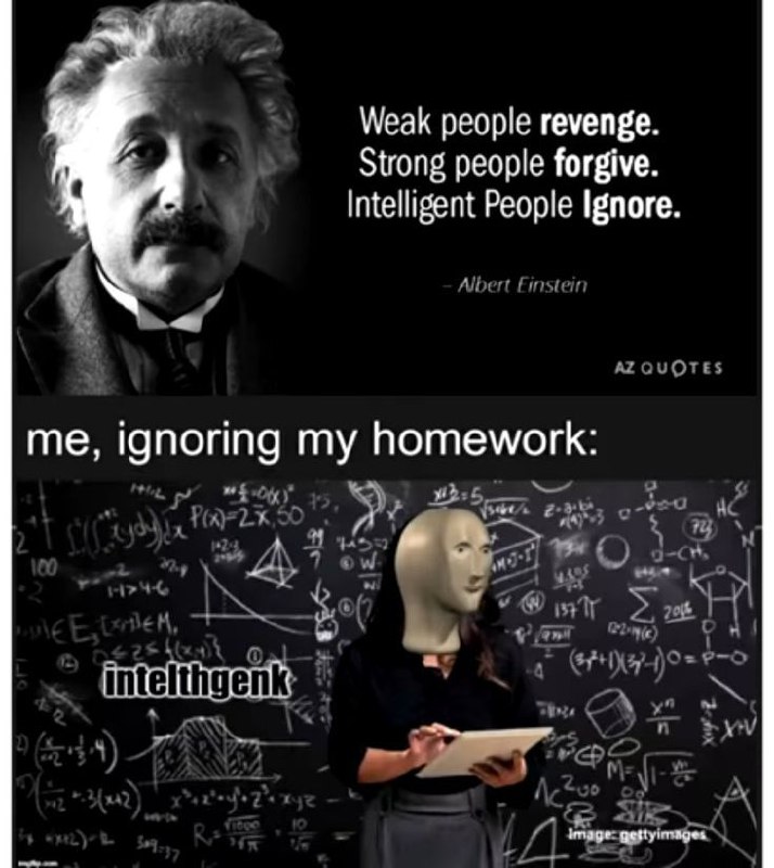 When you’re not stressing about homework because you choose to ignore it like an absolute genius. "inteltghenk" #relatable #Einstein.