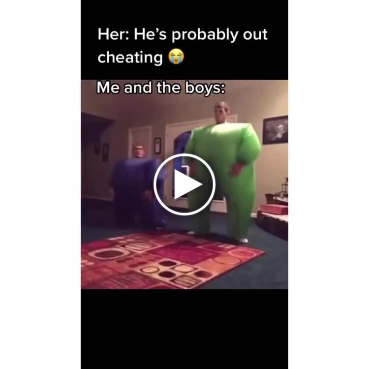 Her: He's probably out cheating 😢 Me and the boys: #mood #boysnight #sumo #funny.