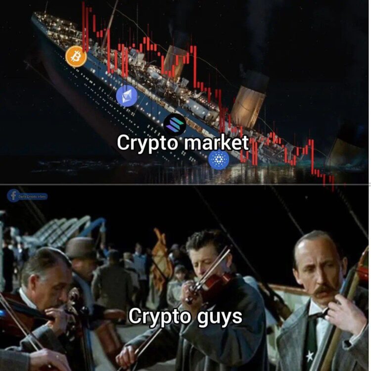 When the "Crypto market" is sinking but "Crypto guys" keep playing like nothing's happening 😂 #crypto #hodl #meme.