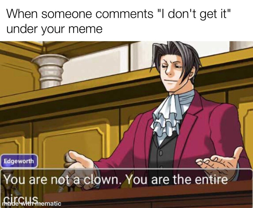 When someone comments "I don't get it" under your meme: You are not a clown. You are the entire circus. #meme #clown.
