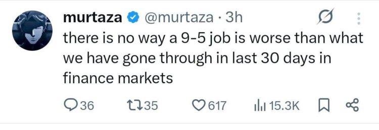 You ever think a 9-5 is bad? Try surviving the last 30 days in finance markets 😂 "no way it's worse" #finance #stockmarket.
