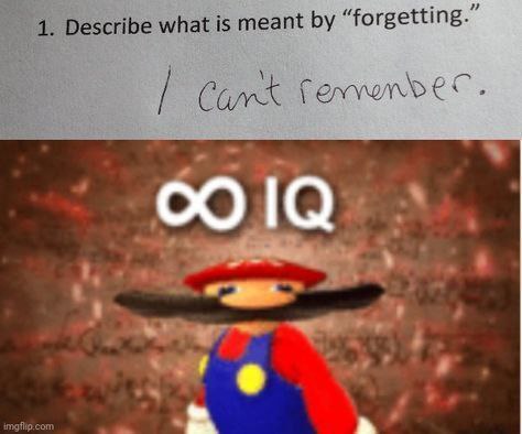 When you answer "I can't remember" on a test about forgetting and unlock ∞ IQ. #genius #brainpower #Mario.