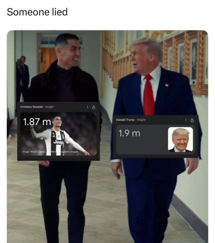 You ever see heights that just don't add up? "Someone lied." 😂 1.87m vs 1.9m #heightcheck #sus #lol.