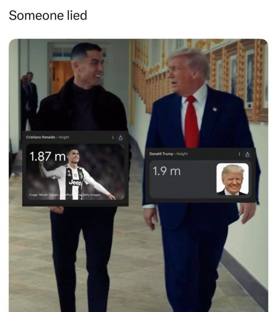 You ever see heights that just don't add up? "Someone lied." 😂 1.87m vs 1.9m #heightcheck #sus #lol.