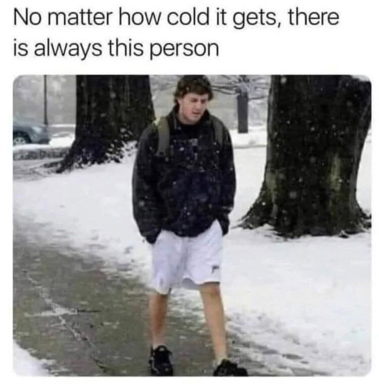 No matter how cold it gets, there is always this person. Admit it—you know someone like this. #Winter #Fashion #WhyTho.