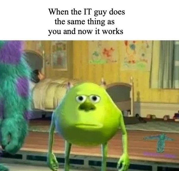 When the IT guy does the same thing as you and now it works. Seriously, are they magic or what? #tech #fail #meme.