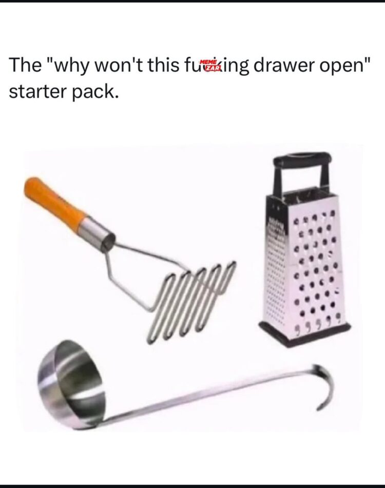 You know it's a struggle when "The 'why won't this drawer open' starter pack" attacks again 😂 #kitchen #fail.