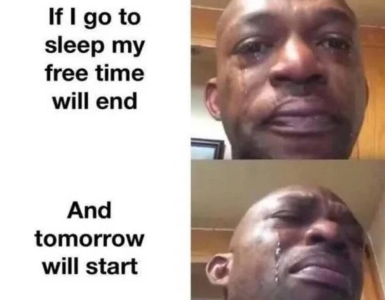 If I go to sleep my free time will end. And tomorrow will start. Adulting hits hard at night 😂 #sleepproblems #life.