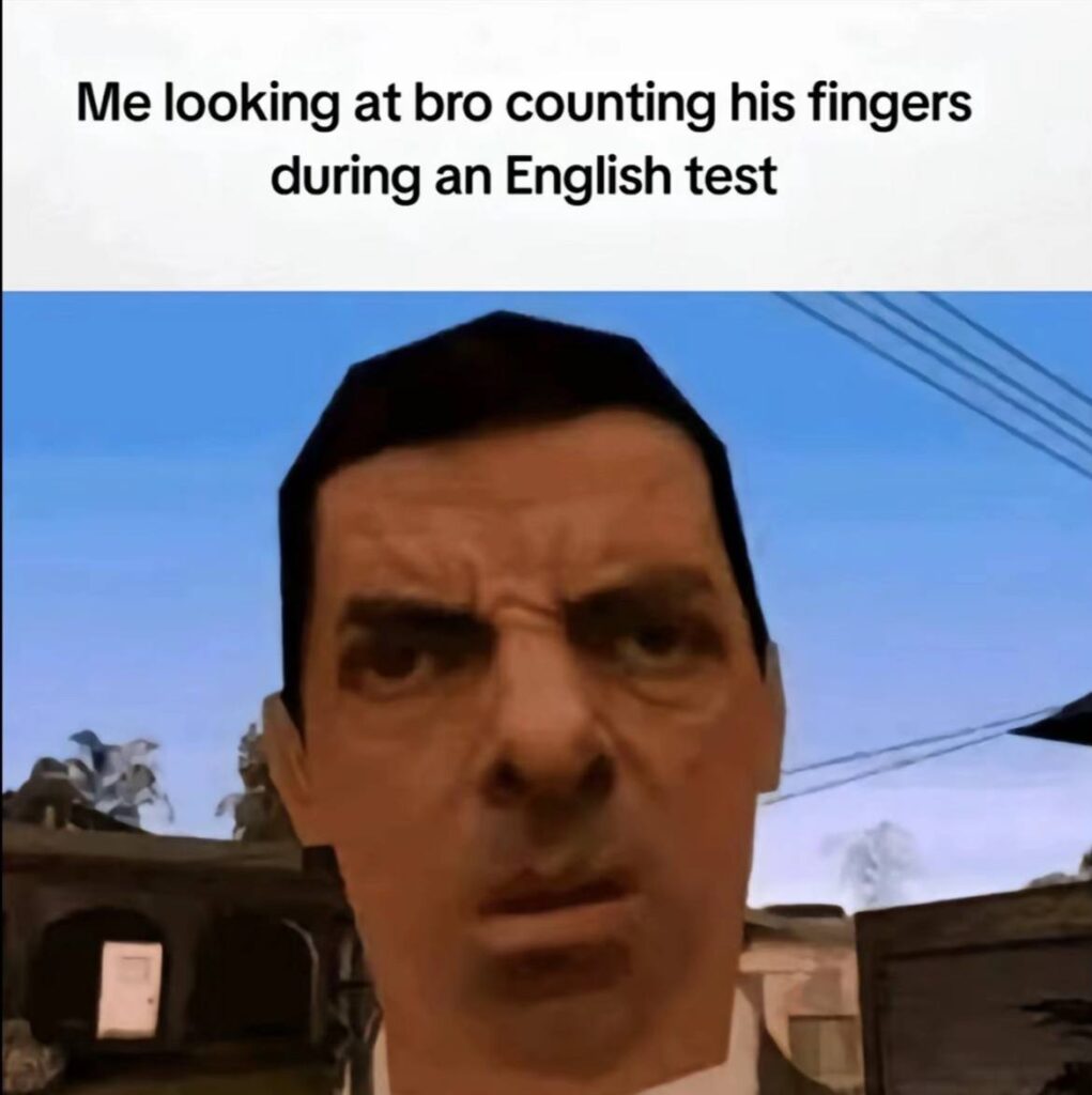 Me looking at bro counting his fingers during an English test. Who needs Shakespeare when you can't add 2+2? #school #fail.