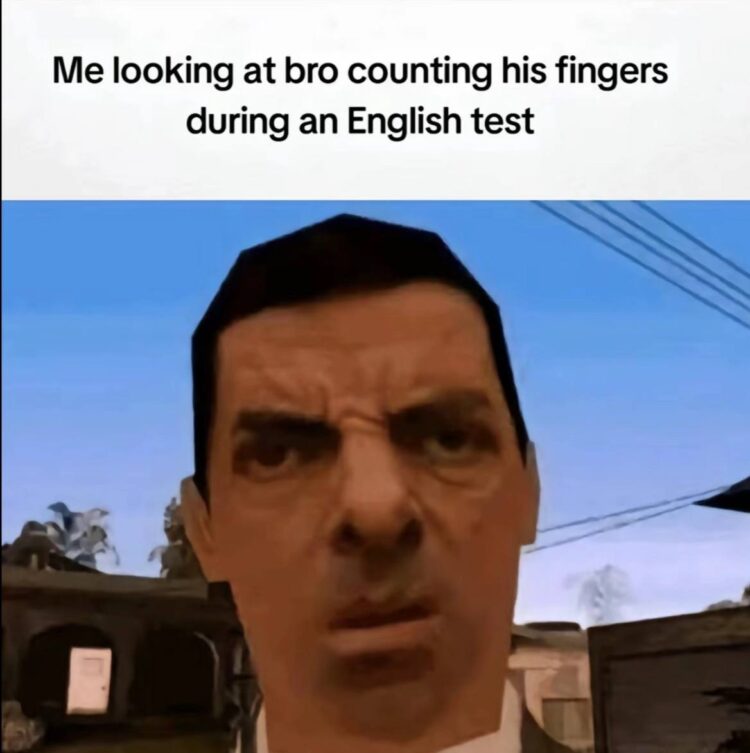 Me looking at bro counting his fingers during an English test. Who needs Shakespeare when you can't add 2+2? #school #fail.