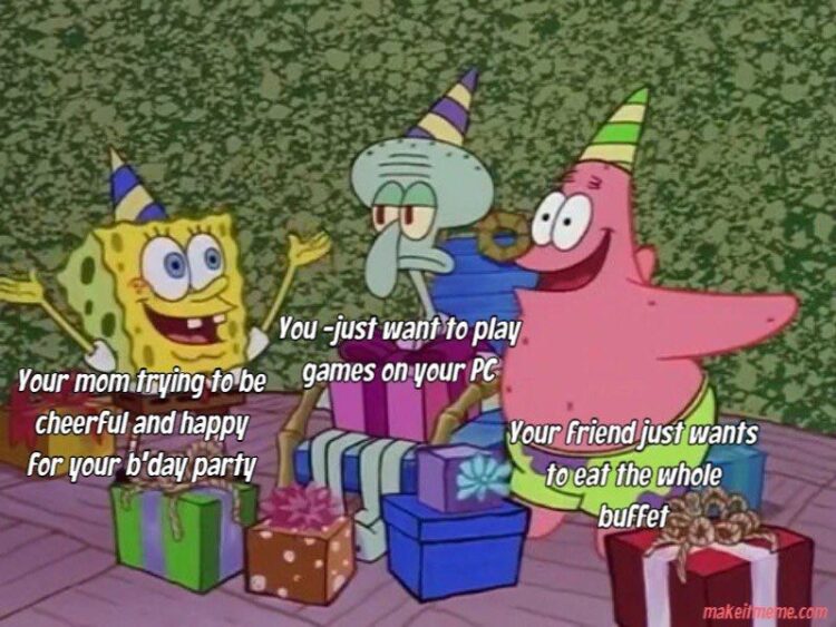 You at your own birthday: 🎉 Excited. Your friend: 😐 Over it. That one guest: 😁 Just here for cake. #BirthdayMood #Squad.