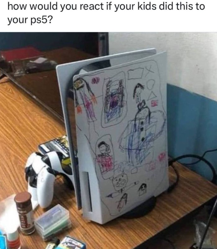 How would you react if your kids did THIS to your PS5? 😂 Parenting Level: Final Boss. #gaming #PS5 #parenthood.