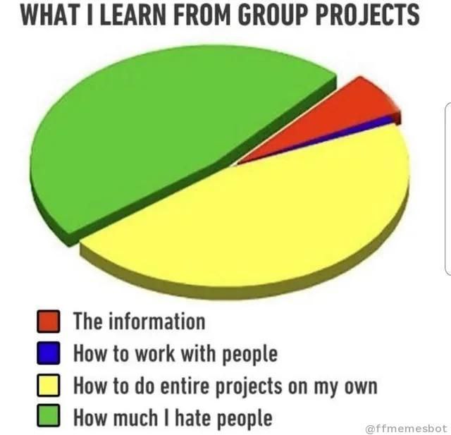 You ever do a group project and the biggest thing you learn is "how much I hate people"? 😂 #groupwork #studentlife.