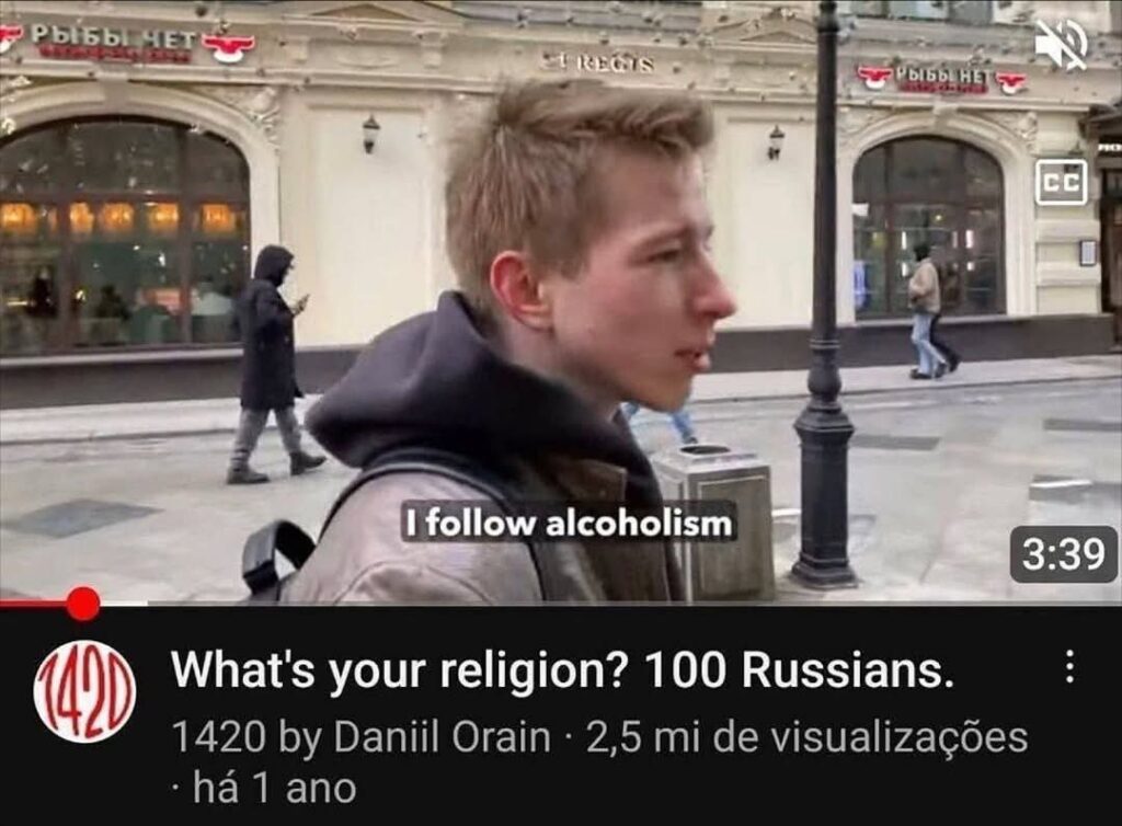 When someone asks, "What's your religion?" but the answer is just "I follow alcoholism." Russians got it figured out. #meme #truth.