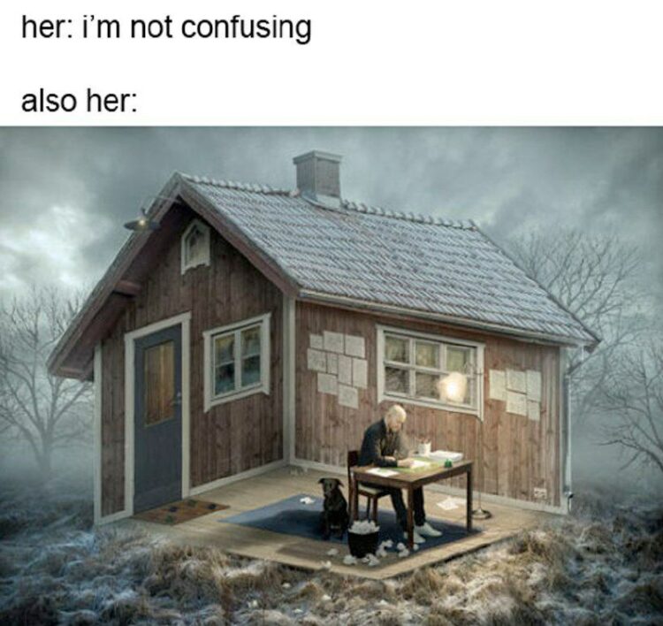 Her: i’m not confusing, also her: 😂 When you say "clear," but your vibe is fog + patchwork Energy. #confused #mood.