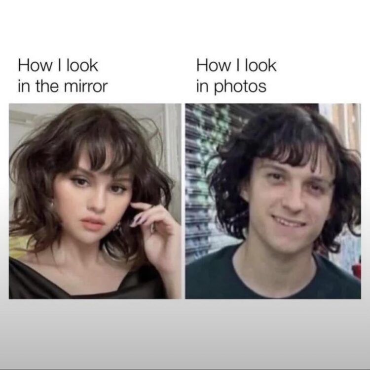 How I look in the mirror vs. How I look in photos—mirror = model, camera = chaos 🤳😂 #MirrorVsCamera #ExpectationVsReality.