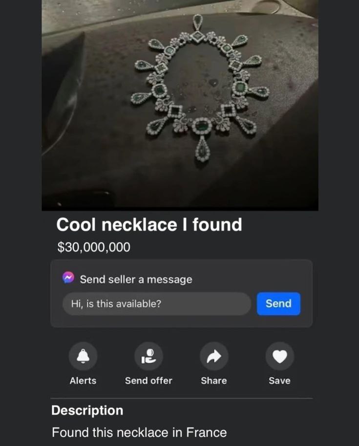 You ever find a "Cool necklace I found"…on your dashboard? Only $30,000,000, straight from France. #richvibes #Franceflex.