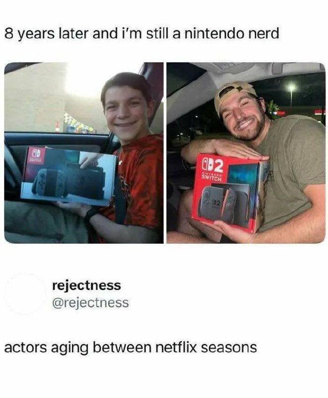 8 years later and I’m still a Nintendo nerd. actors aging between Netflix seasons 😂 #Nintendo #GlowUp #Netflix.