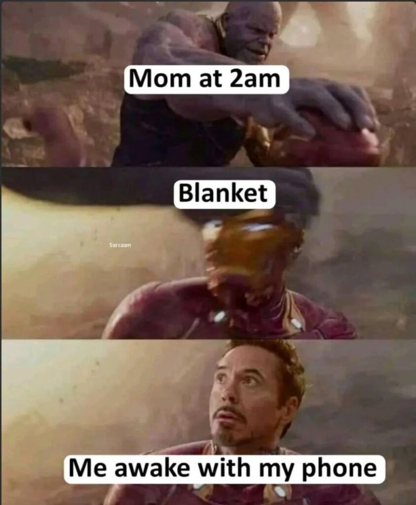 When it’s 2am and "Mom" rips your "Blanket" away while you’re just chillin’ with your phone. #momlife #sleepfail.