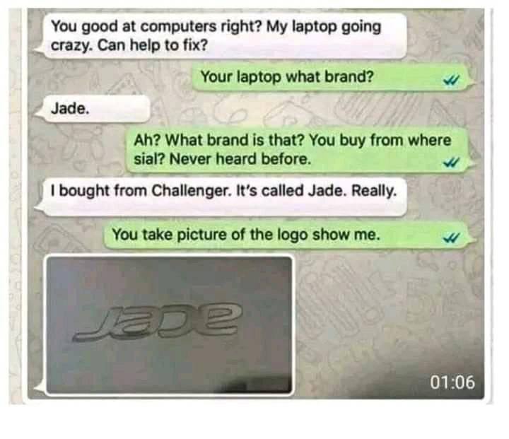 When you ask for help with your “Jade” laptop but it’s just a Vaio in disguise 😂 Font fooled us all #fontfail #confused.