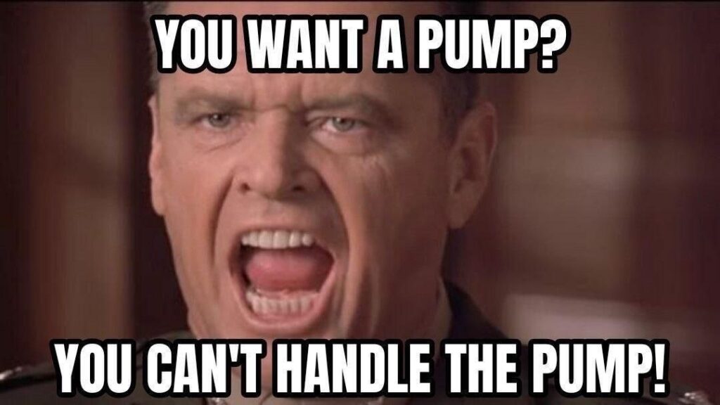 YOU WANT A PUMP? YOU CAN'T HANDLE THE PUMP! Admit it, we all think we're ready until the reps hit. #GymLife #Savage.