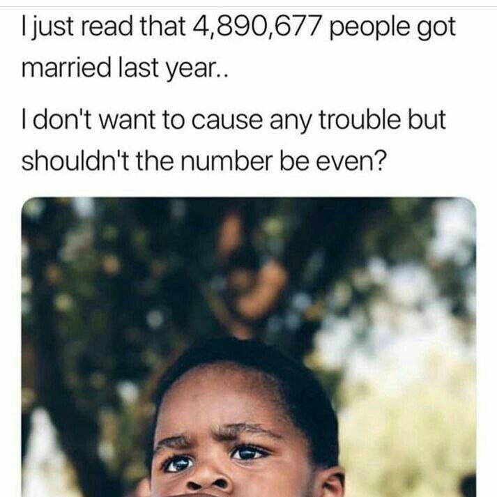 4,890,677 people got married last year. Wait... who's the odd one out? 😂 #math #memes.