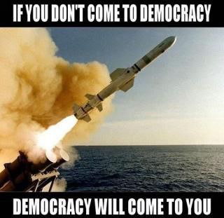 When you skip the democracy meeting and it comes to you anyway: "If you don't come to democracy, democracy will come to you." #boom.