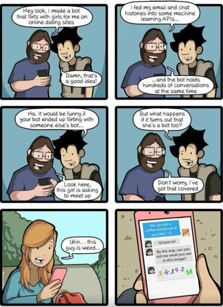 When your bot flirts with another guy’s bot and now she’s just chatting with herself. What a time to be alive. #AI #Dating.