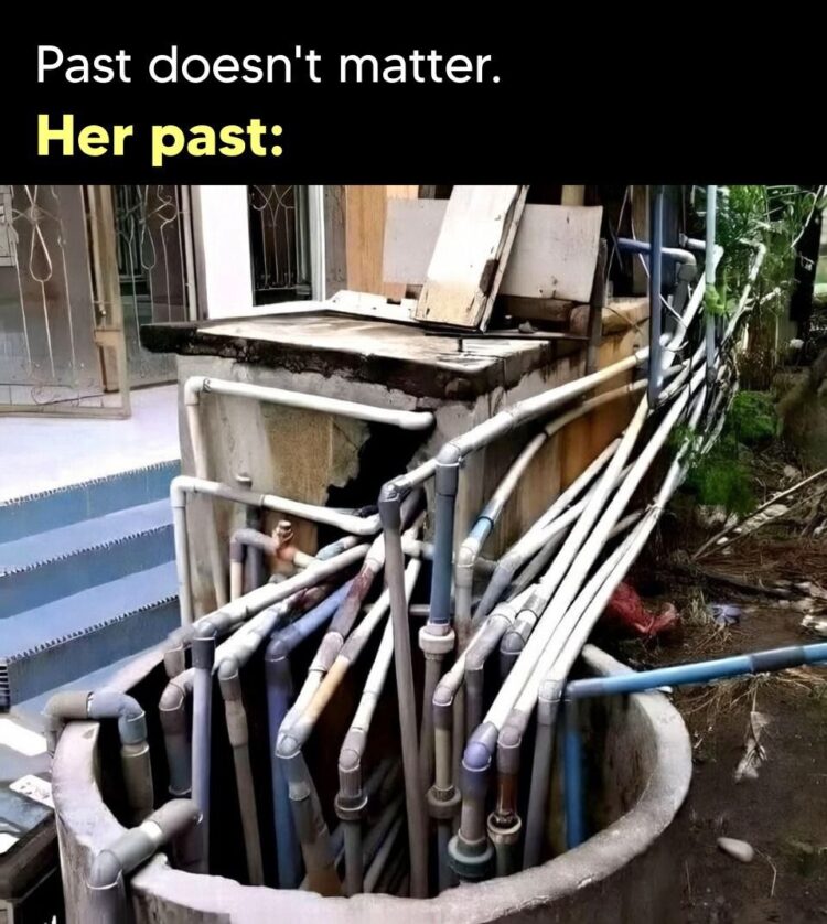 Past doesn't matter. Her past:" Yeah, that's a whole plumbing nightmare right there 😂 #dating #lol #truth.