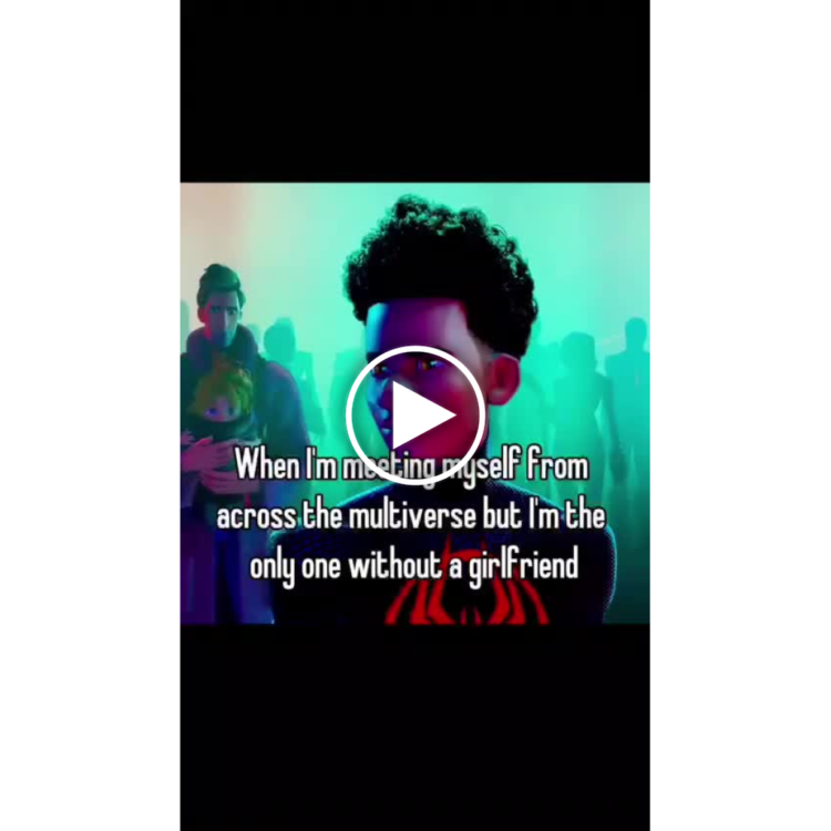 When you meet yourself across the multiverse but you're still the only one single. "When I'm meeting myself from across the multiverse but I'm the only one without a girlfriend." #SpiderMan #multiverse #singlelife.