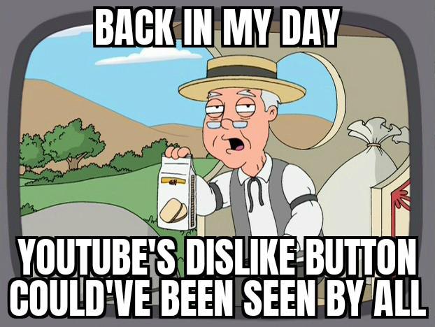Back in my day, YouTube's dislike button could've been seen by all. Miss those savage stats! #YouTube #oldschool #nostalgia.
