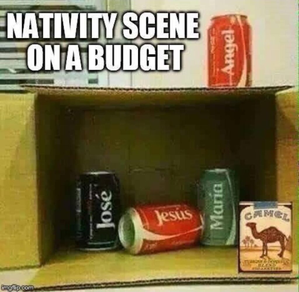 When your holiday spirit is low-budget but creative: NATIVITY SCENE ON A BUDGET 😂✨ #memes #Christmas #DIY.